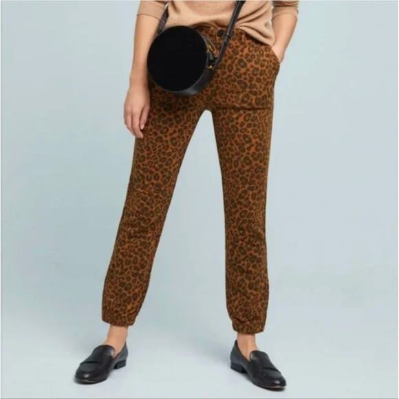 Sanctuary x Anthropologie Leopard Print Zip Ankle Jogger Pants Stretch XS NWT - Picture 13 of 13